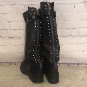 Steve Madden black leather zip knee high boots